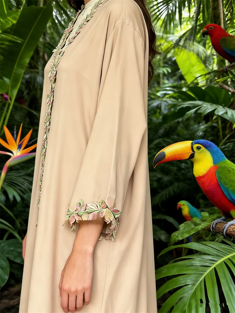 

Скромный открытый кафтан Абая Дубай Рамадан Ид Абаяас женское мусульманское платье с вышивкой кимоно кардиган ислам Джалабия Кафтан