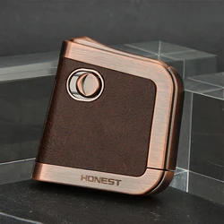 HONEST XiaGuang retro fuel lighter with leather inlay, one-button pop-up and retro design - high-end smoking gift for men