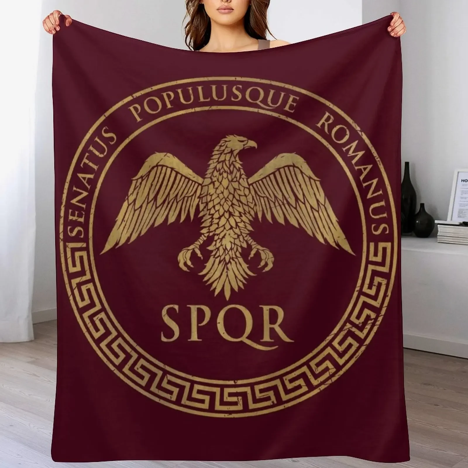 Senatus Populusque Romanus - Eagle Emblem V01 Throw Blanket Plush Personalized Gift Retros Kid'S Blankets