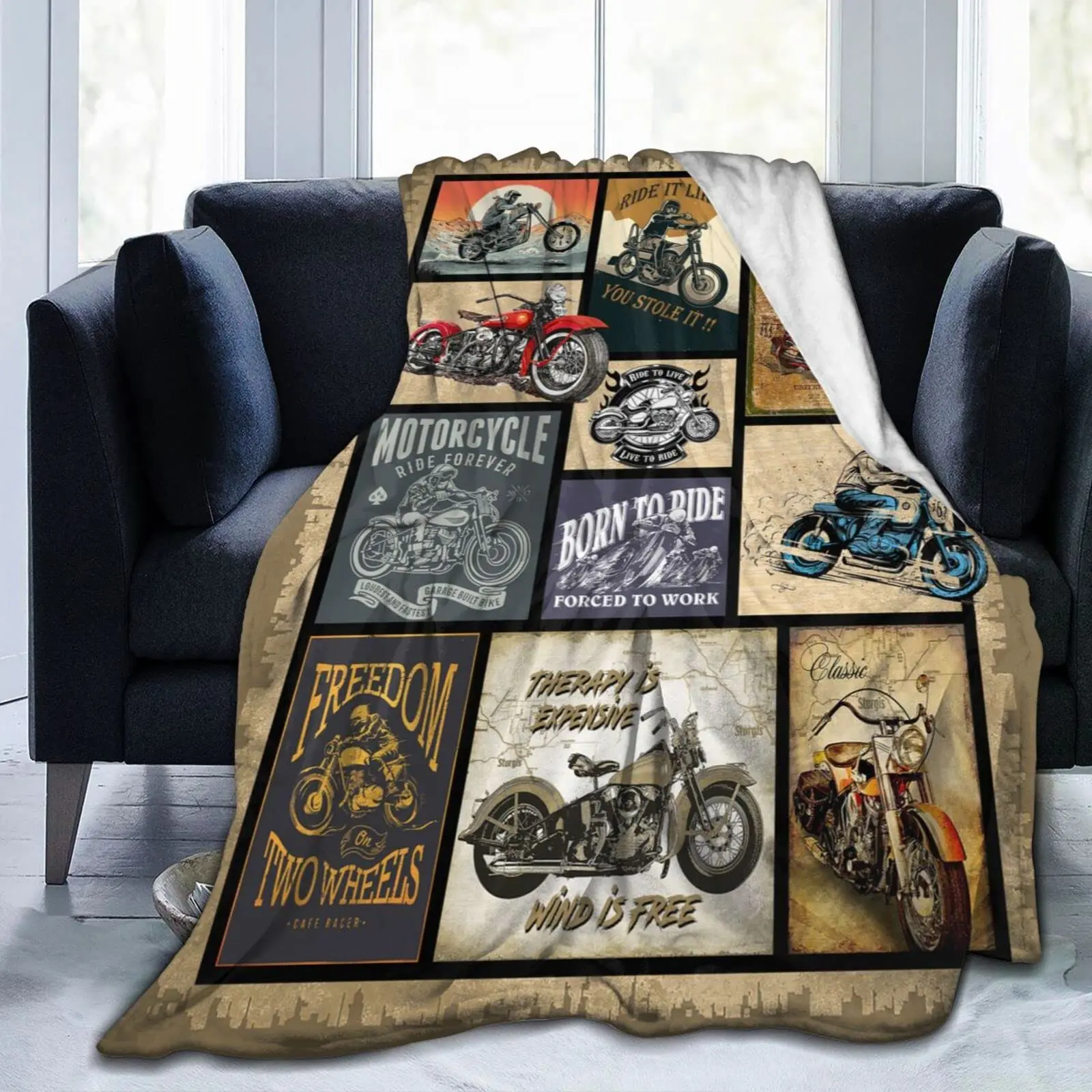 

Motorcycle Gifts for Men Women Throw Blanket for Couch Sofa Bed Flannel Throw Blanket Soft Cozy Bedding for Teen Adult Bedroom