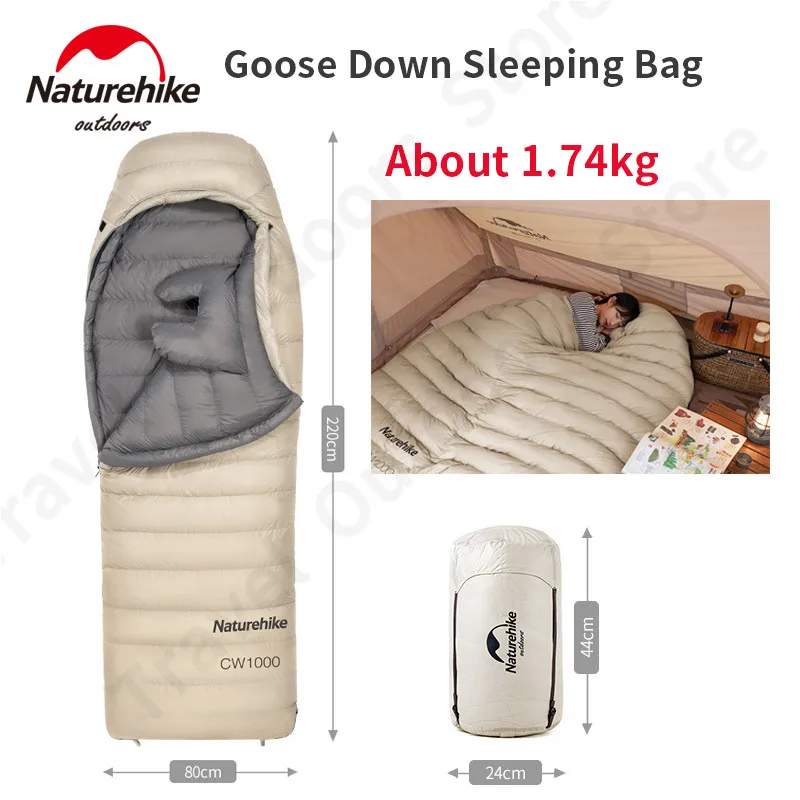 

Naturehike Outdoors Goose Down Sleeping Bag -2~-9 Winter Ultralight Warm Camping Down Sleeping Bag CW700/CW1000 Envelope 750FP