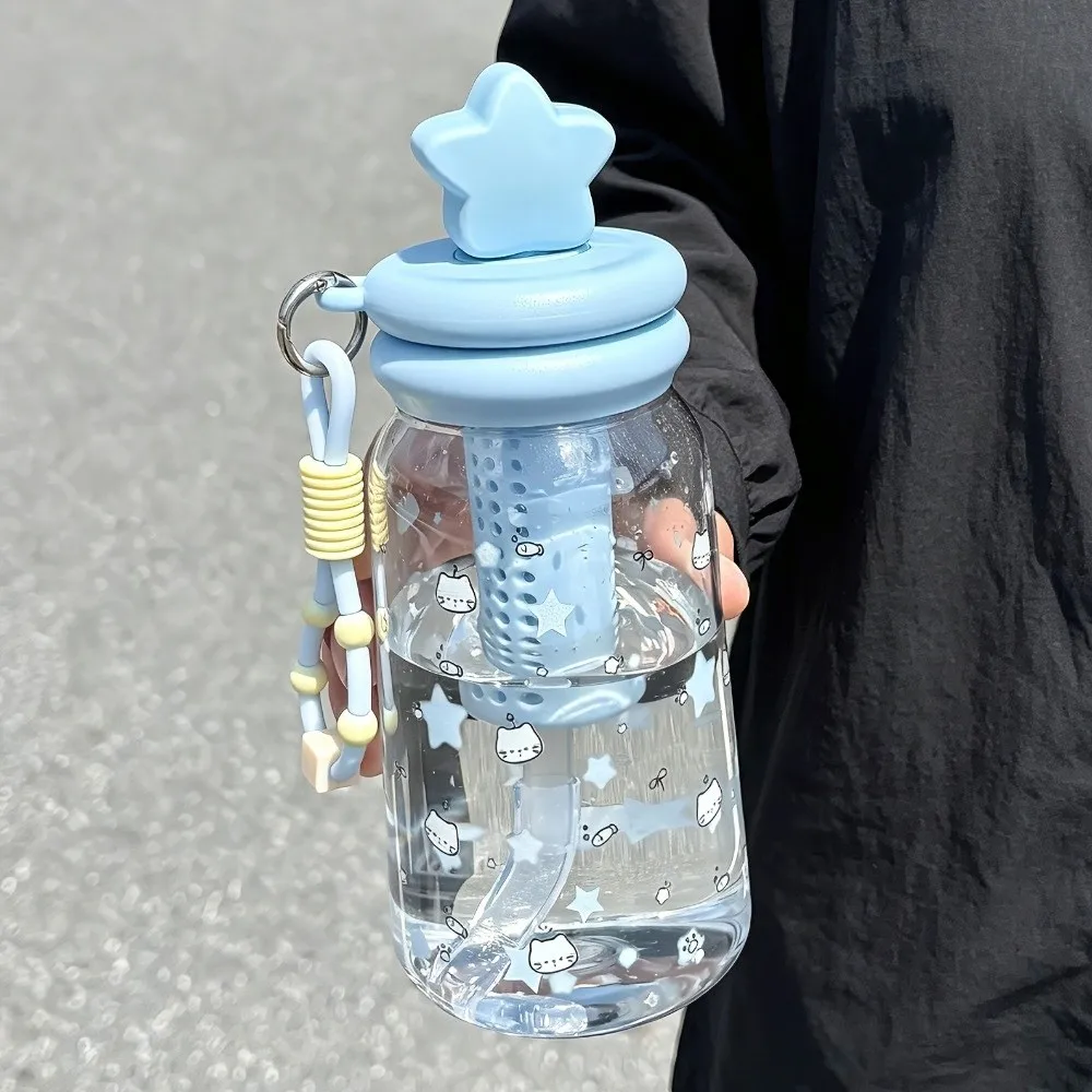 Large Capacity Straw Water Bottle Leakproof Reusable Straw Water Cup Cute Portable Straw Drinking Bottle Outdoor Sports