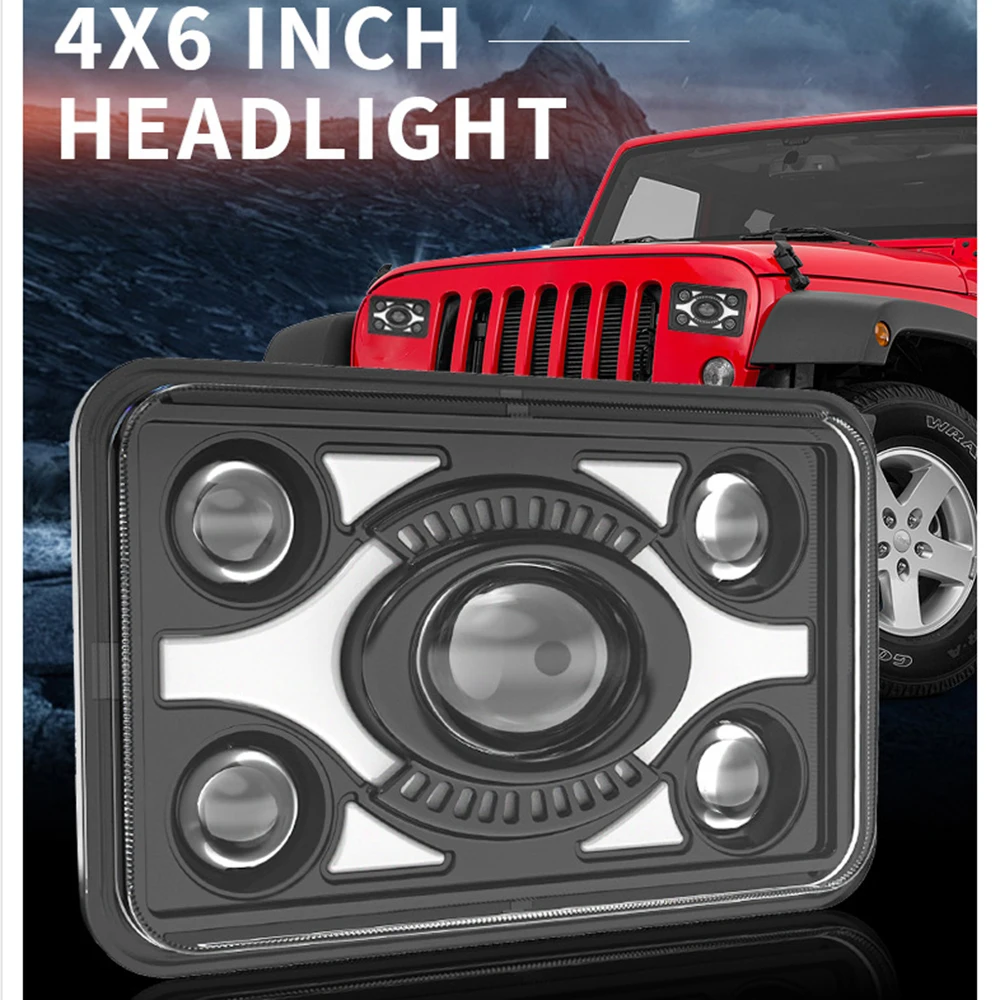 

Motorcycle black 45w 4x6 square led headlight 5 inches high and low led headlight off-road vehicle modified headlight