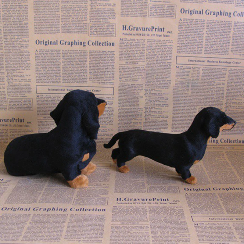 Seated Dachshund Dog Plush Toys Lifelike Simulation Black Dog Plush Toy Kids Gifts Home Car Decor Ornaments