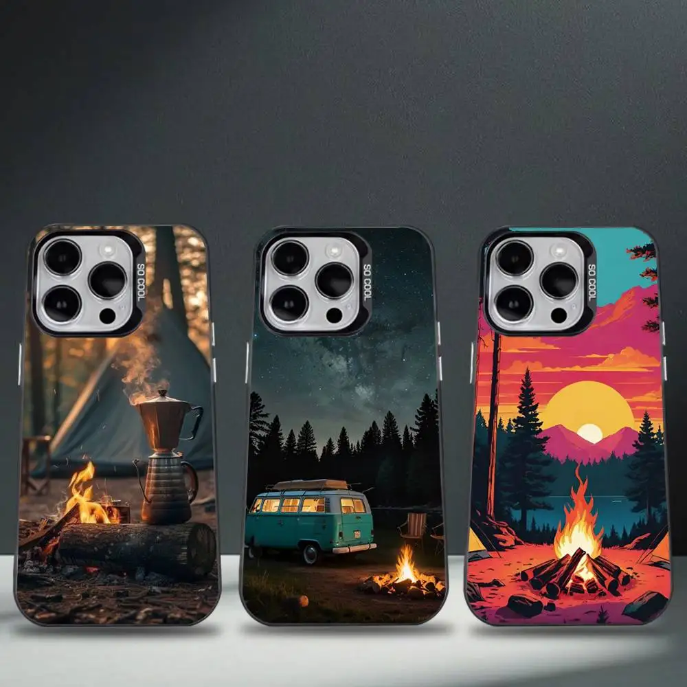 

Mountain outdoor camping Phone Case For iPhone 17,16,15,14,13,12,11,Pro,Max,Plus,E,Air,Mini Black Tpu Cover