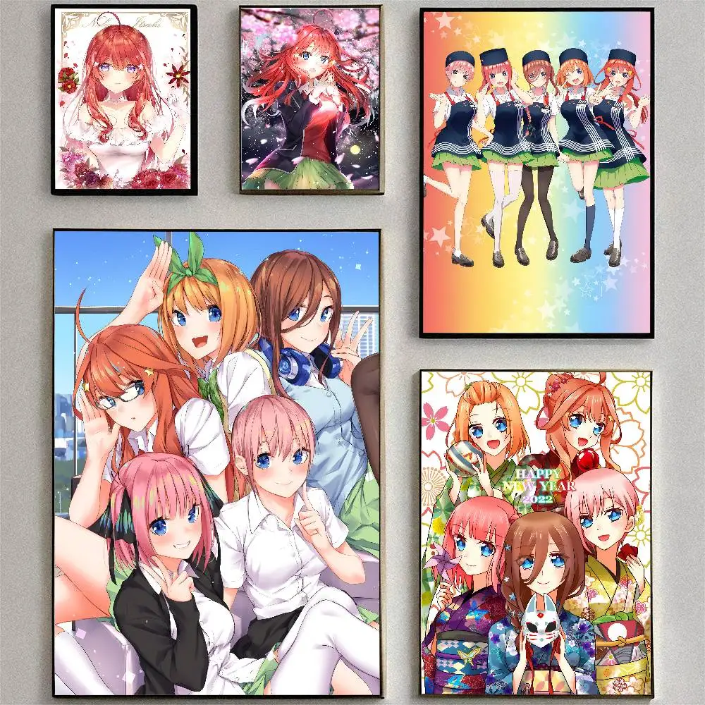 Anime Quintessential Quintuplets Posters High Quality Self-adhesive Wall Art Decorations Color Prints Sticky