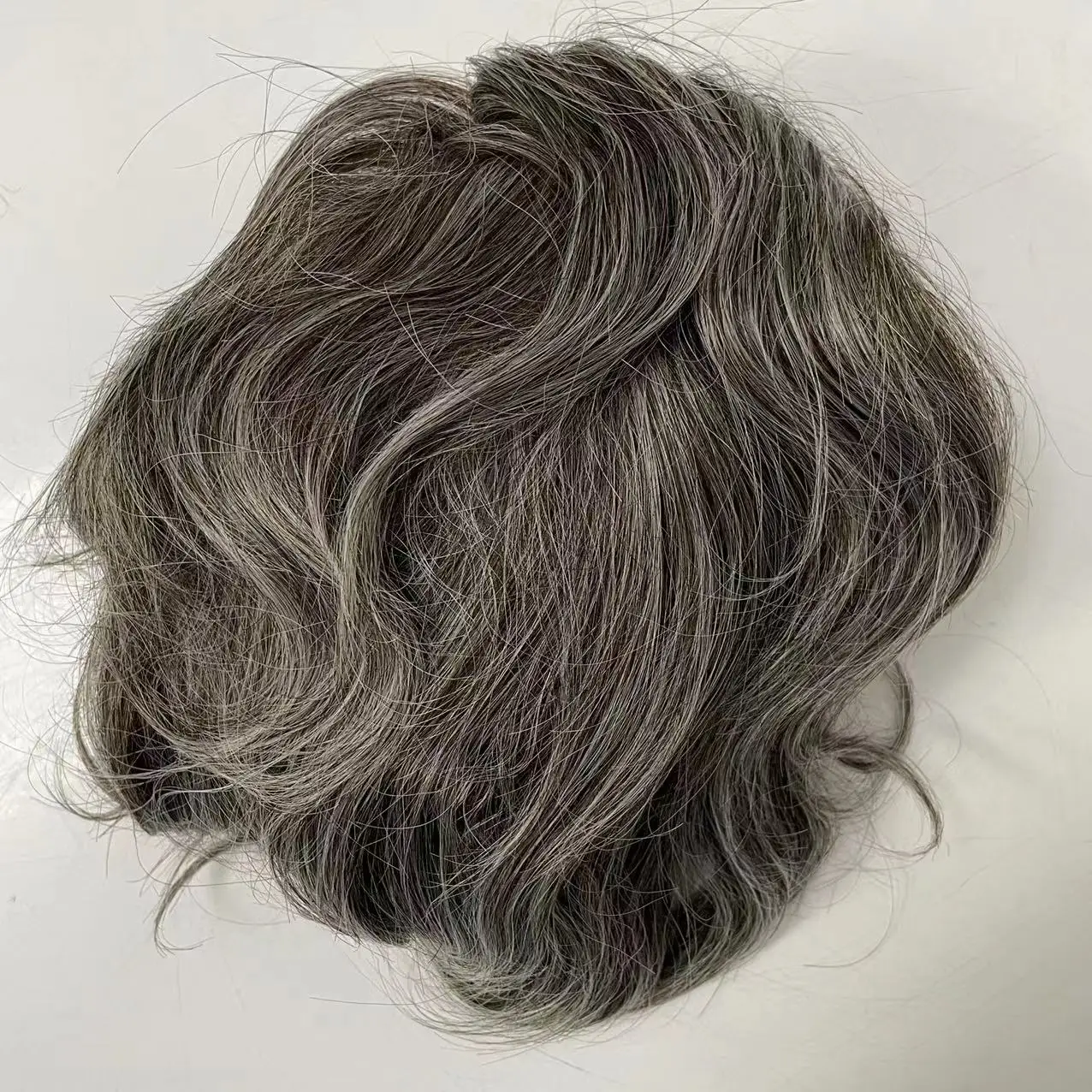 

Indian Virgin Human Hair Piece 1b/Grey Customized Mono Topper Toupee for Men