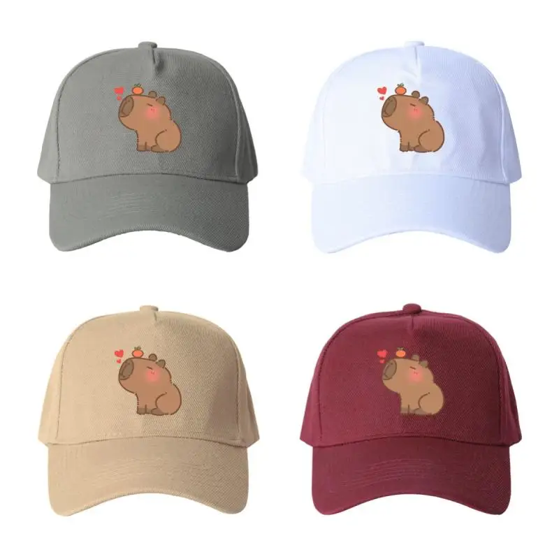 Regulowana czapka z daszkiem chroniąca przed słońcem, unisex, z uroczym nadrukiem kapibary, bawełniane czapki w stylu vintage do podróży na świeżym powietrzu