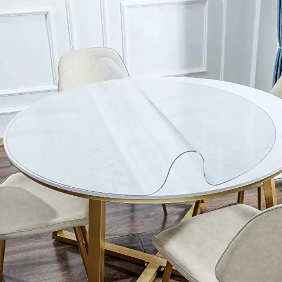 

55 Inch Round Table Cover Protector Thick Upgraded Version Unshrinkable Non-Slip Waterproof Oil Proof Plastic Tablecloth Protec