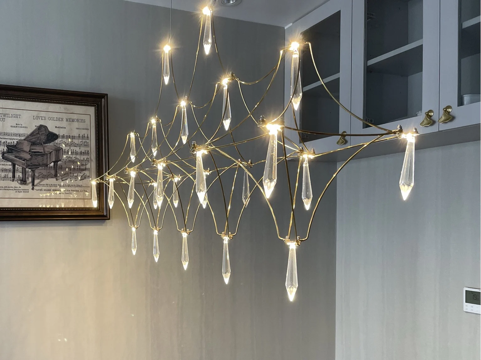 Restaurant Strip Chandelier Postmodern Light Luxury Lobby Front Desk Lamp Designer Minimalist Bar Dining Table Crystal LED Lamp