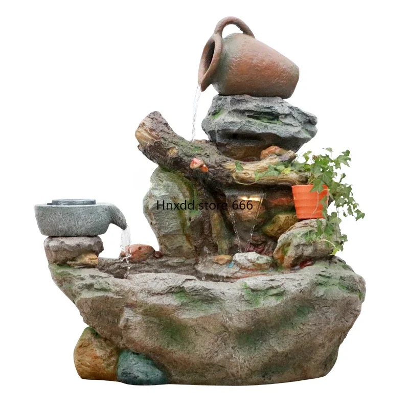 Chinese Style Flowing Water Ornaments Outdoor Decoration Circulating Water Landscape Balcony Lucky Rockery Fish Pond