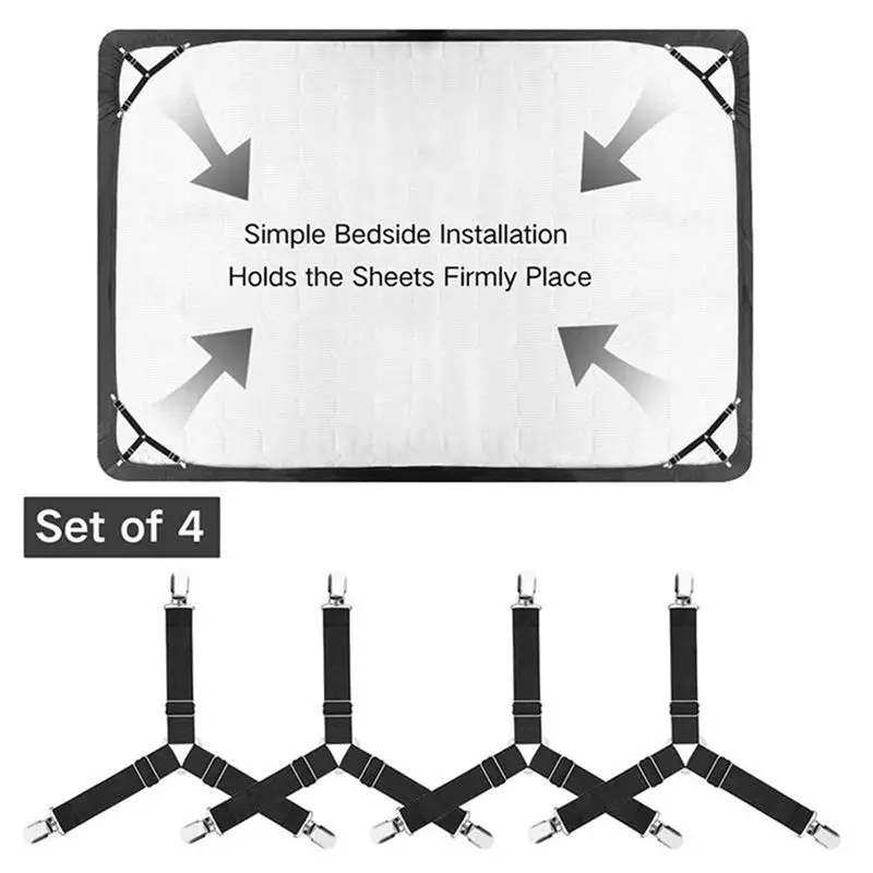 ABWZ-Fitted Sheet Clips 8 Pieces Triangle For Bed Sheet Holders Adjustable Suspenders Mattress Grippers For Bed Matrices