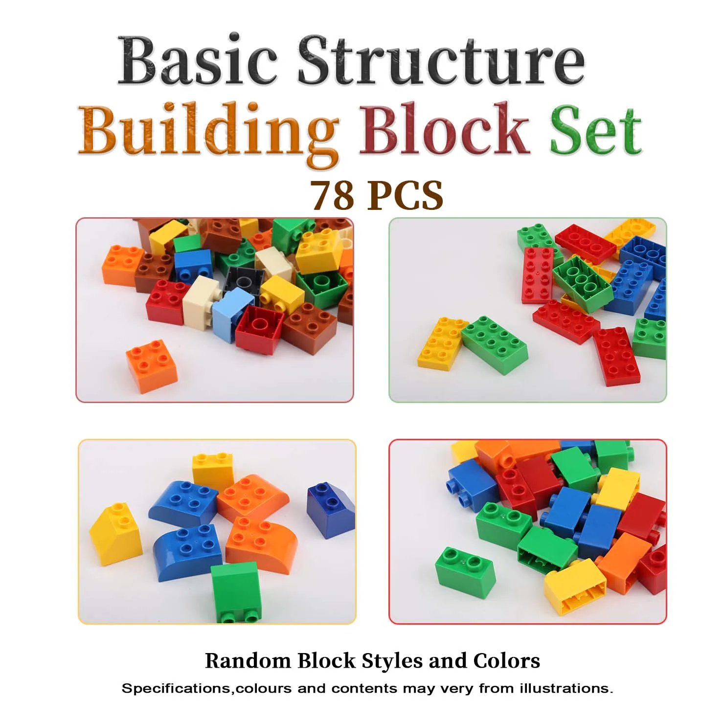 Basic Structure Colorful Building Blocks 78pcs Large Bricks DIY Toys Send Random Color and Style Large Particles Building Block