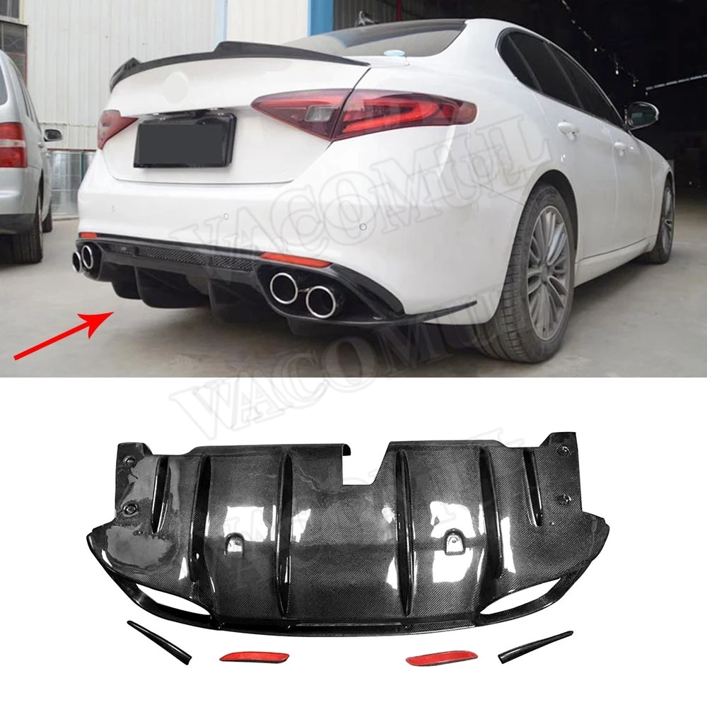 

VACOMUL Carbon Fiber Car Rear Bumper Diffuser Lip Spoiler for Alfa Romeo Giulia Sedan 4 Door 2017 - 2020 Car Body Kit