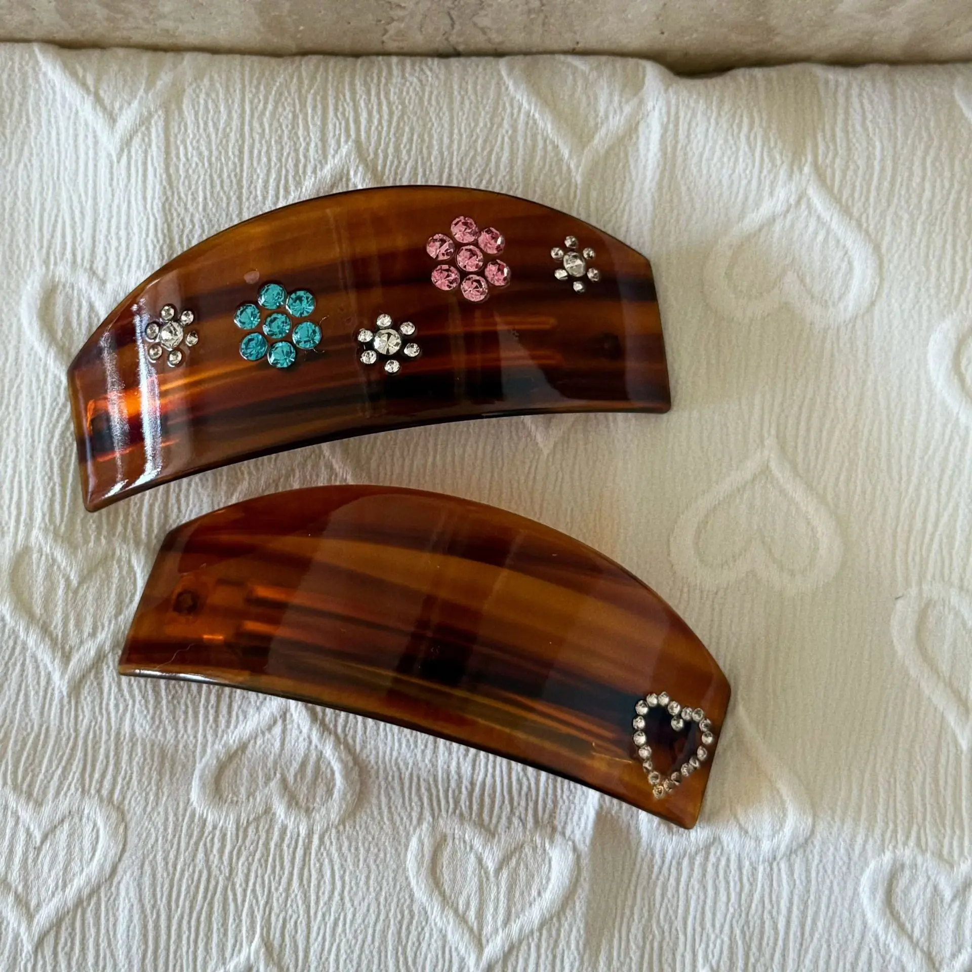 

Vintage Acetate Hair Spring Clip Amber Tortoise Pattern Old Money Style for Half Ponytail Back of Head Claw Brown Accessoires