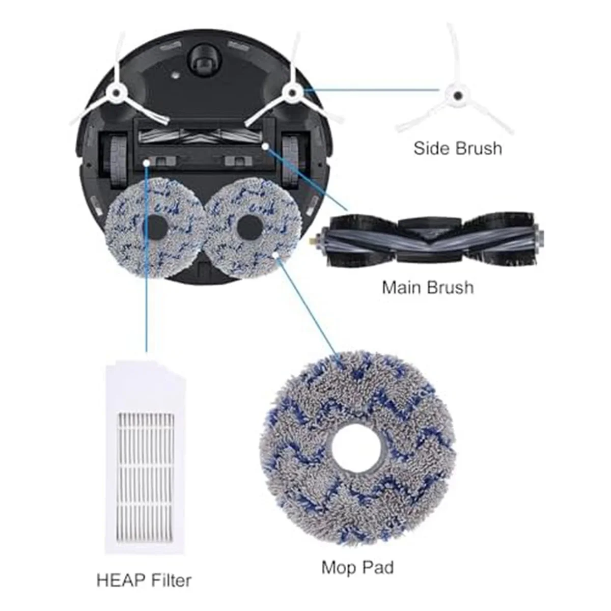Аксессуары для пылесоса ECOVACS DEEBOT X1 Omni/X1 E Omni/X1 Turbo, основная щетка, боковые щетки, фильтры, швабра, мешки для пыли