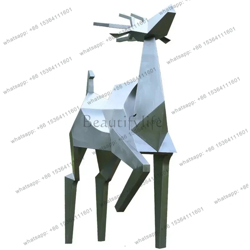 SSSLXGeometric Deer Decoration Hotel Hall Soft Decoration Outdoor Courtyard Landscape Large Floor Sculpture