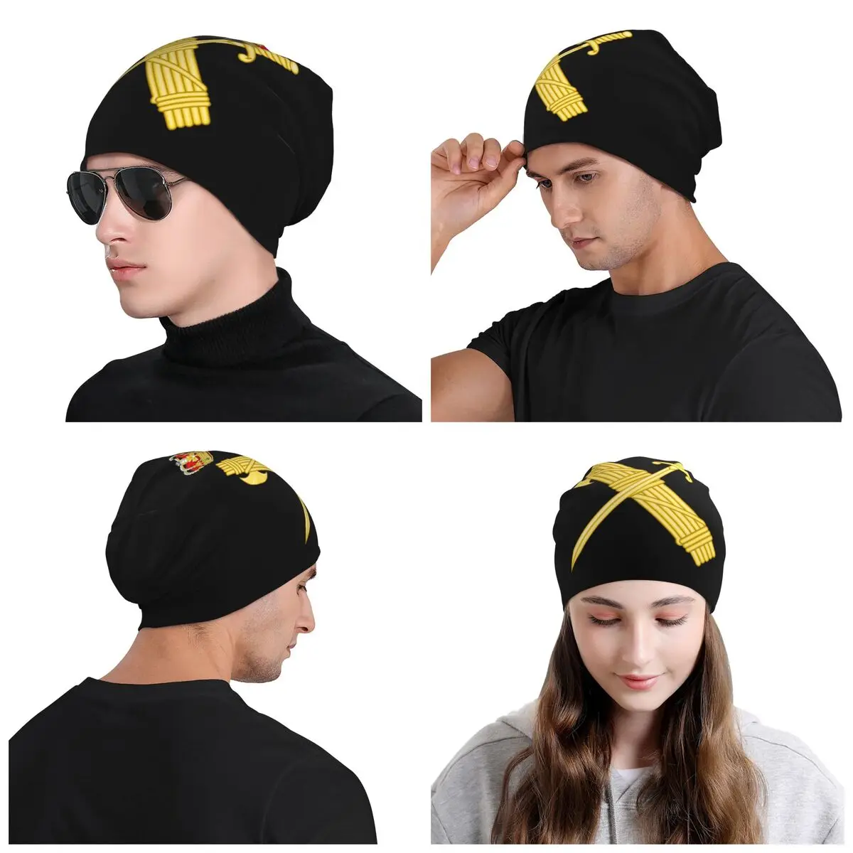 شعار مخصص للحرس المدني الإسباني Skullies Beanies قبعات شتاء دافئ محبوك قبعة الكبار الإسبانية معطف الأسلحة بونيه القبعات