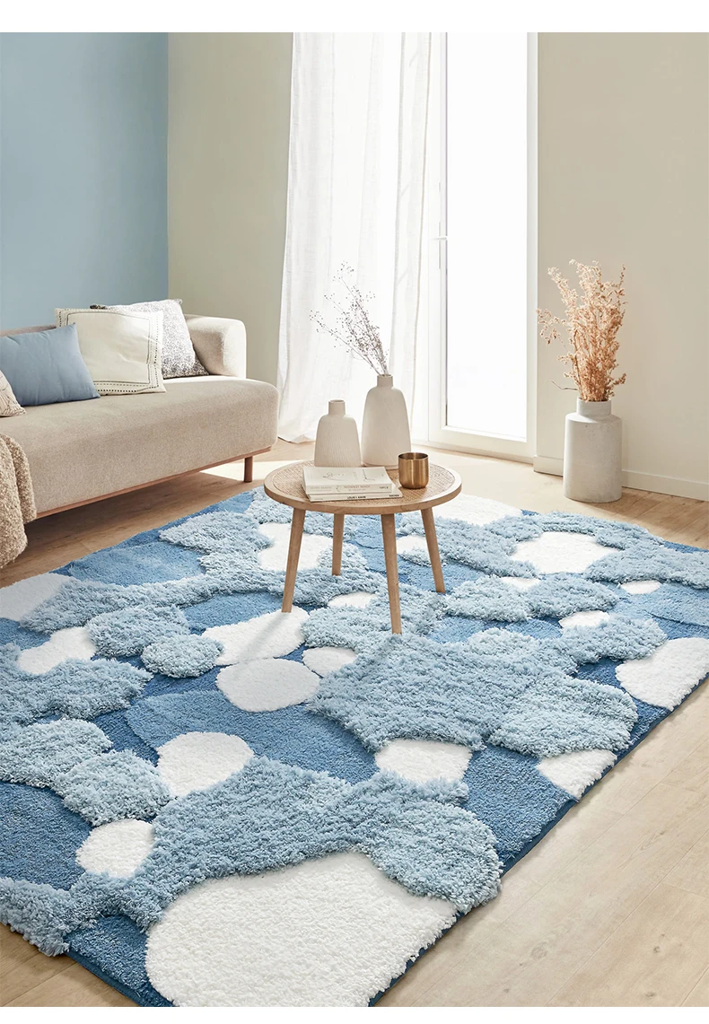 Rectangle Blue Moss Carpet For Living Room Modern Aesthetic Soft Fluffy Rugs For Bedroom Home Decor Sofa Coffee Table Floor Mats