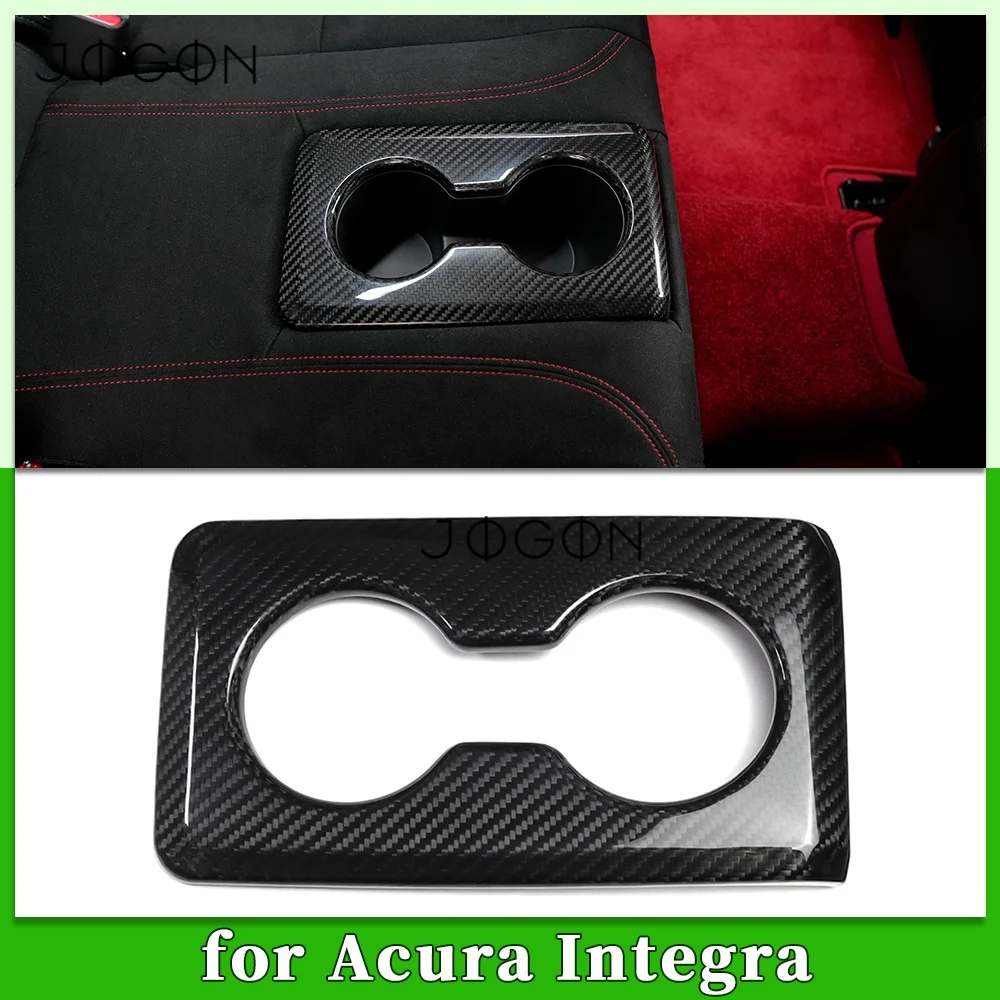 Carbon Fiber Car Interior Rear Seat Water Cup Holder Panel Cover Trim Accessories For Acura Integra Type S DE5 2023 2024 2025