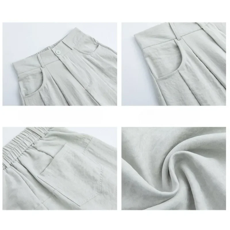 Dünne Damen-Hose mit hoher Taille und geradem Bein, lockere, faule Hose mit weitem Bein, weiße Milch-Ehemann-Hose, Frühlingsneue Damenhose