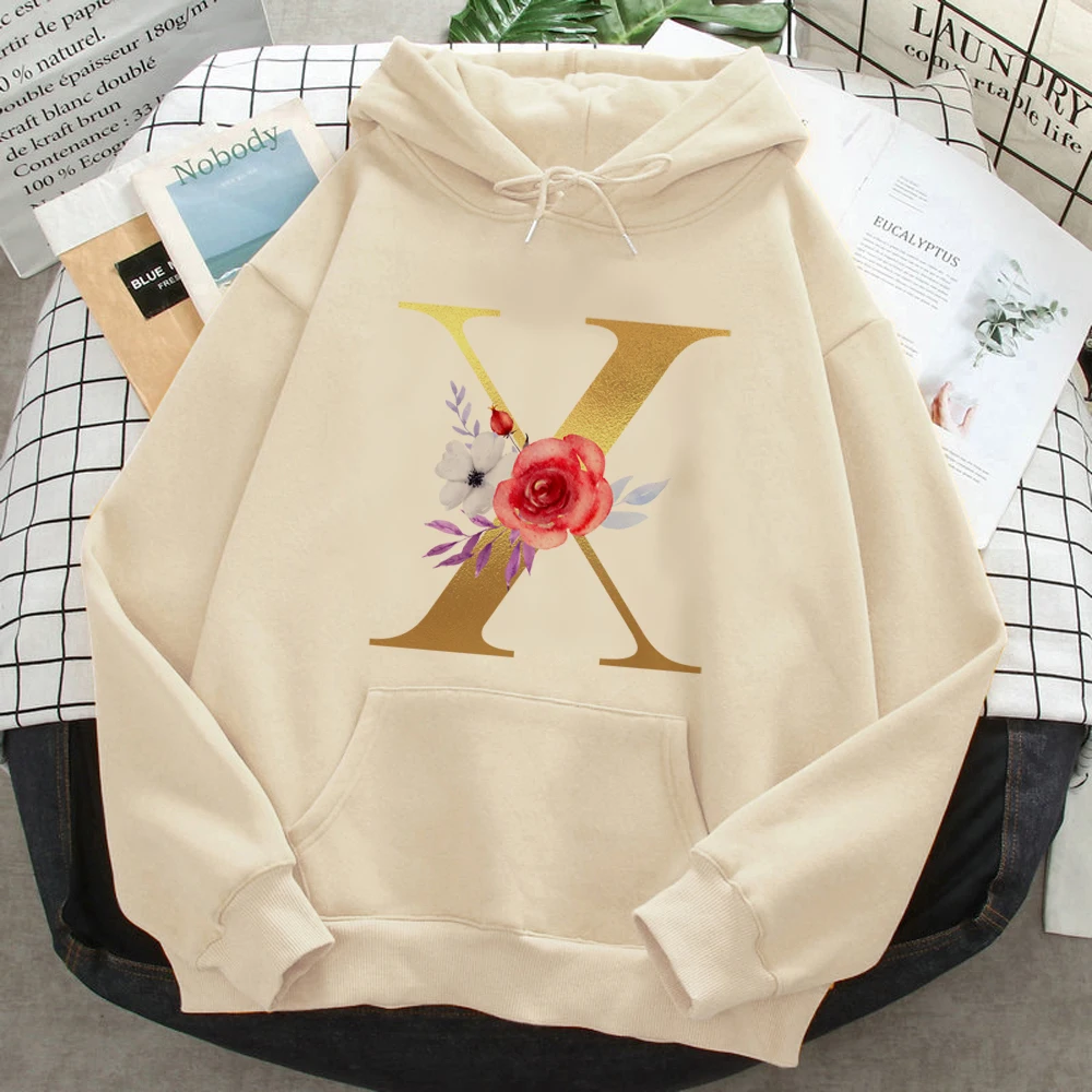 

Alphabet A-z hoodies women 90s sweat y2k long sleeve top vintage tracksuit Hood women Winter sweatshirts