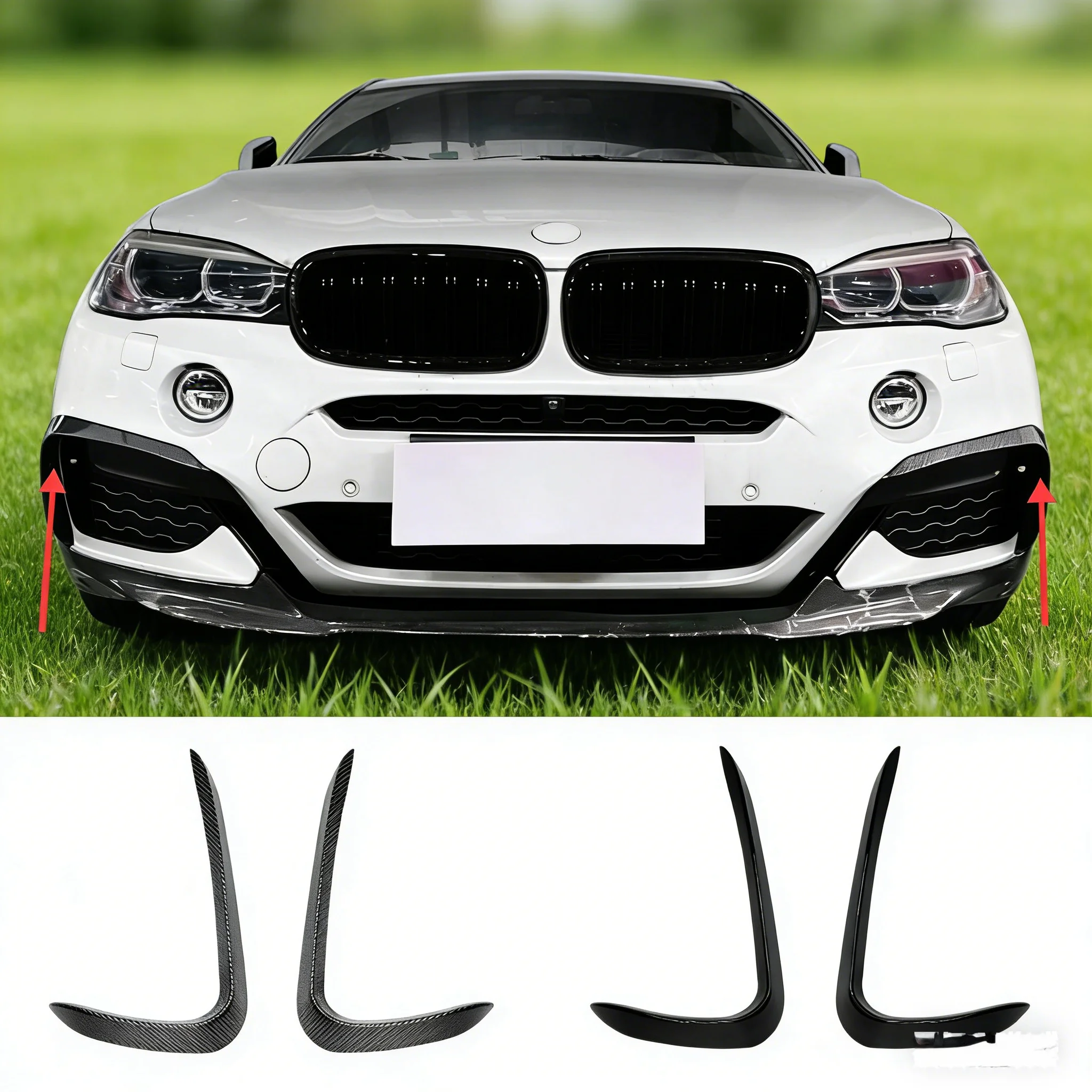 

Для BMW X6 F16 M Sport 2015-2019 передний бампер противотуманные фары решетка спойлер сплиттер ABS украшение