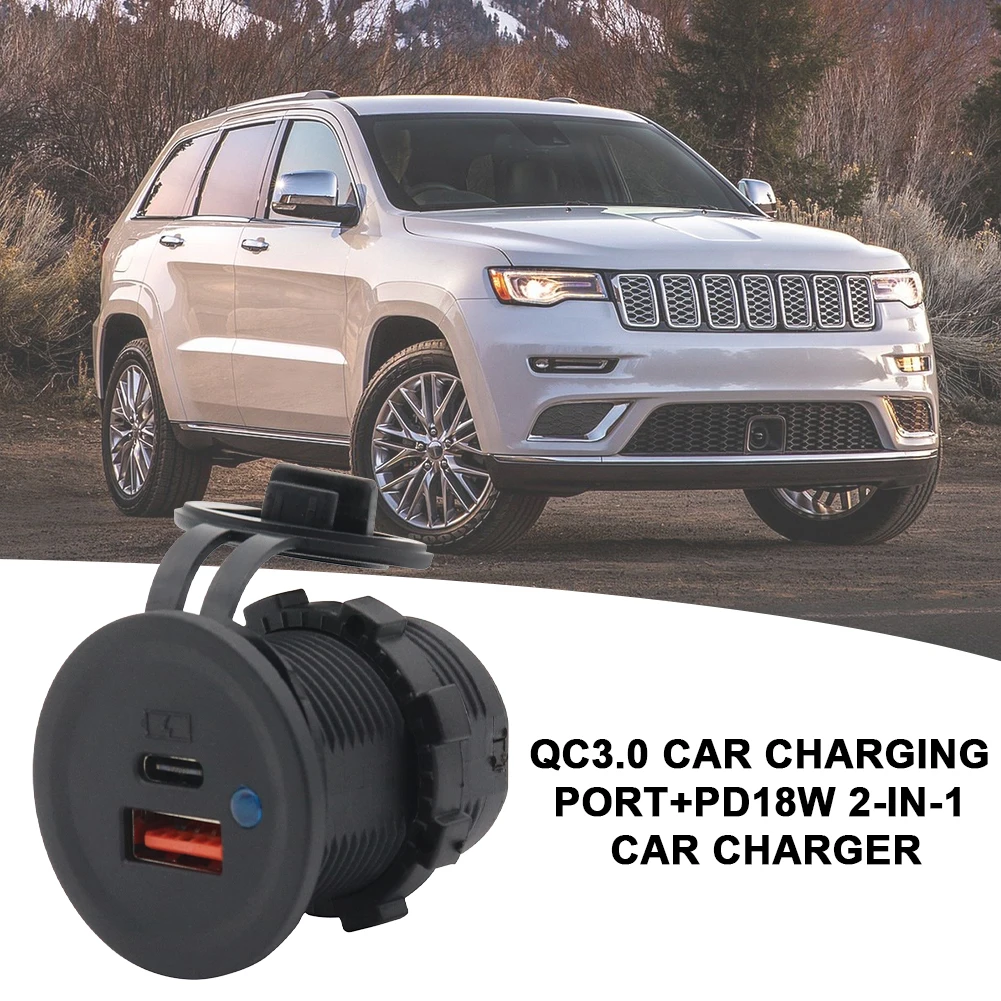 

DC 10-28V Car Charger Adapter Dual Ports PD Type C + QC 3.0 Cell Phone Car Charger USB Outlet for Vehicle Boat Truck Motorcycle