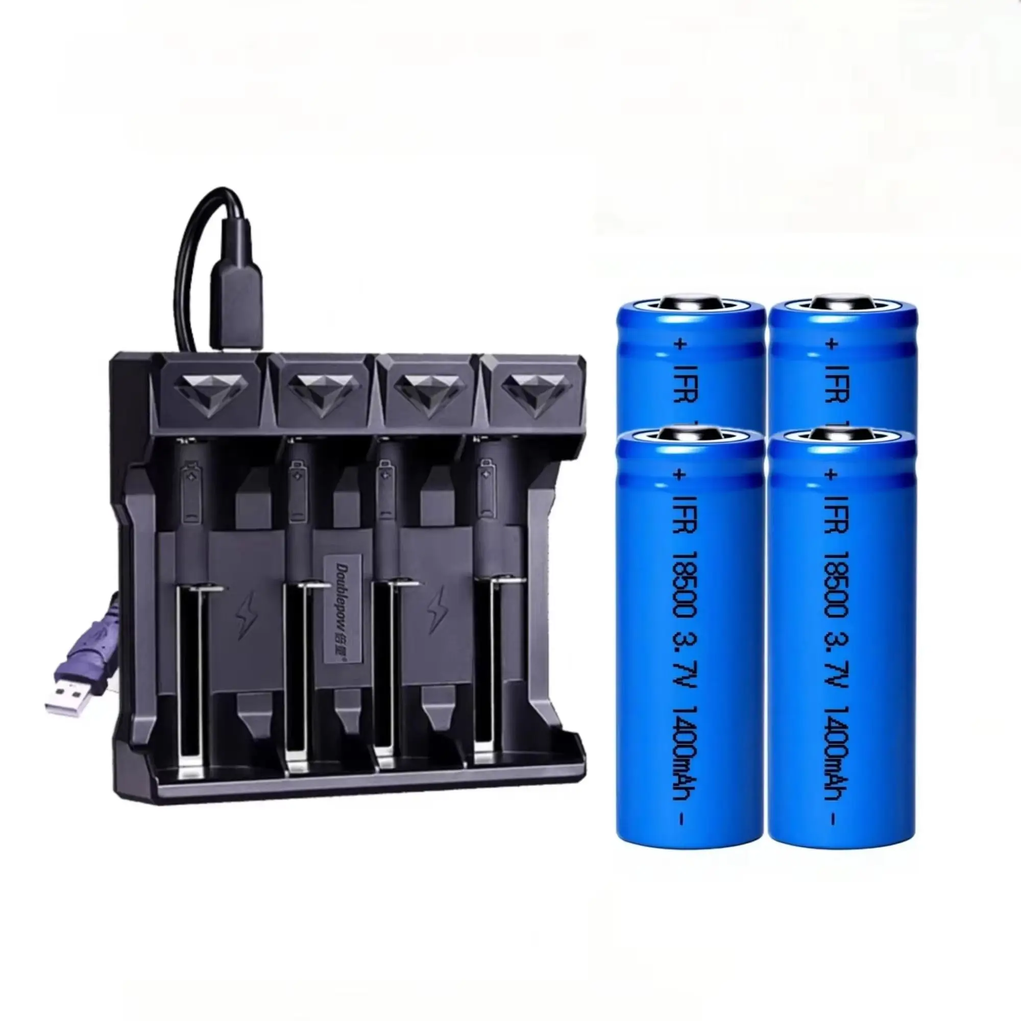 4 Uds 18500 3,7 V 1400mAh cargador de batería de litio recargable para linterna altavoz teléfono móvil cámara de vídeo herramientas eléctricas