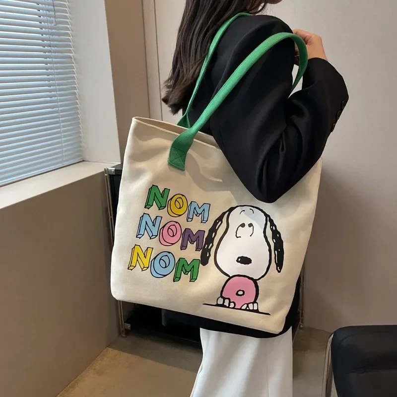 Snoopy bolsa tote de viagem feminina nova menina mamãe bolsa de fraldas bolsa de ombro de lona