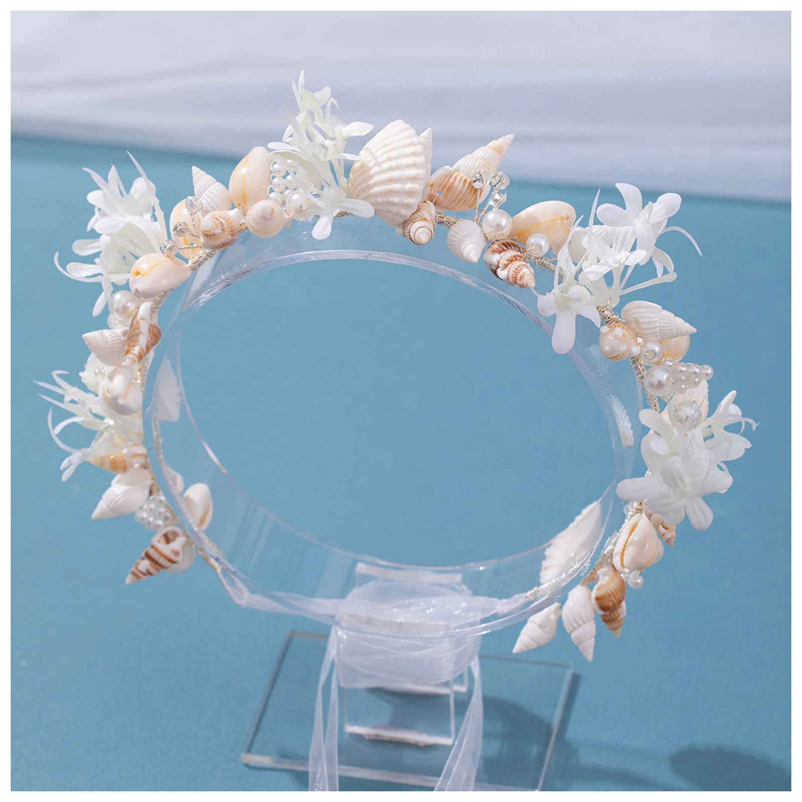 

Forest Style Conch Shell Tie Up Hair Hoop Conch Shell Party Prop Adjustable Headpieces for Women Hairstyle Making Tool