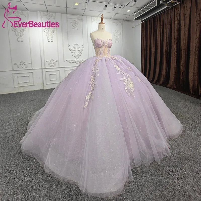 Quinceanera Dress for Juniors Sweetheart Vestidos De 15 Quinceañera Tulle Lace Appliques Ball Gown Prom Party Dress