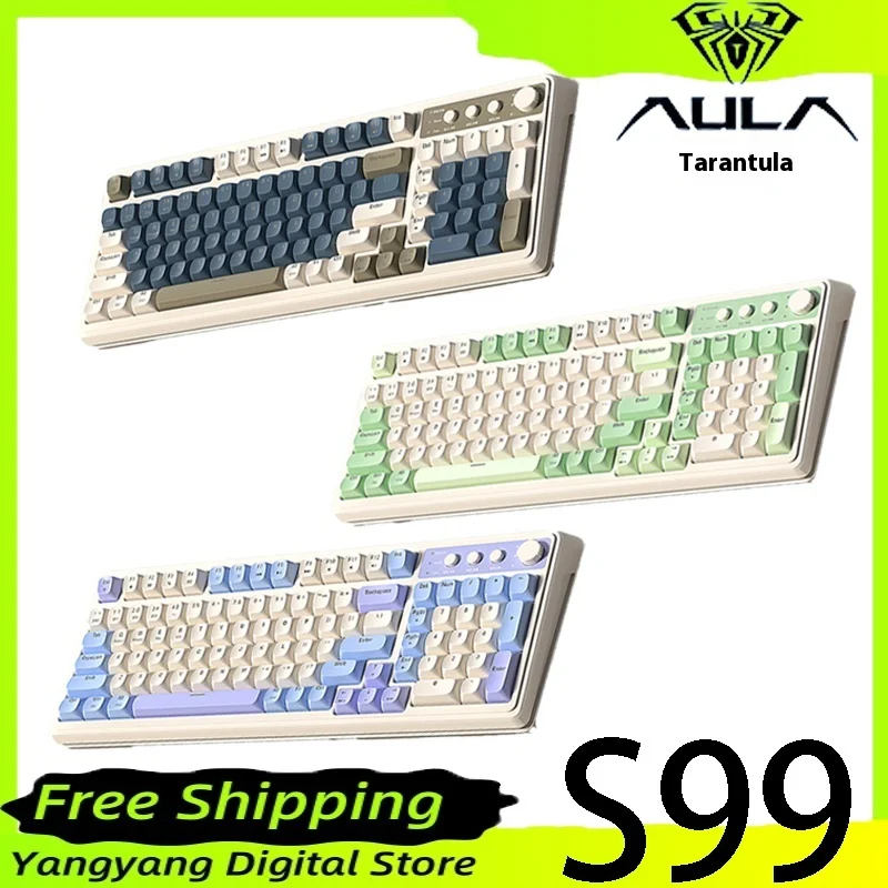 

AULA S99 Bluetooth three-mode mechanical keyboard, gaming office, ergonomics, ABS keycaps, 99-key membrane keyboard