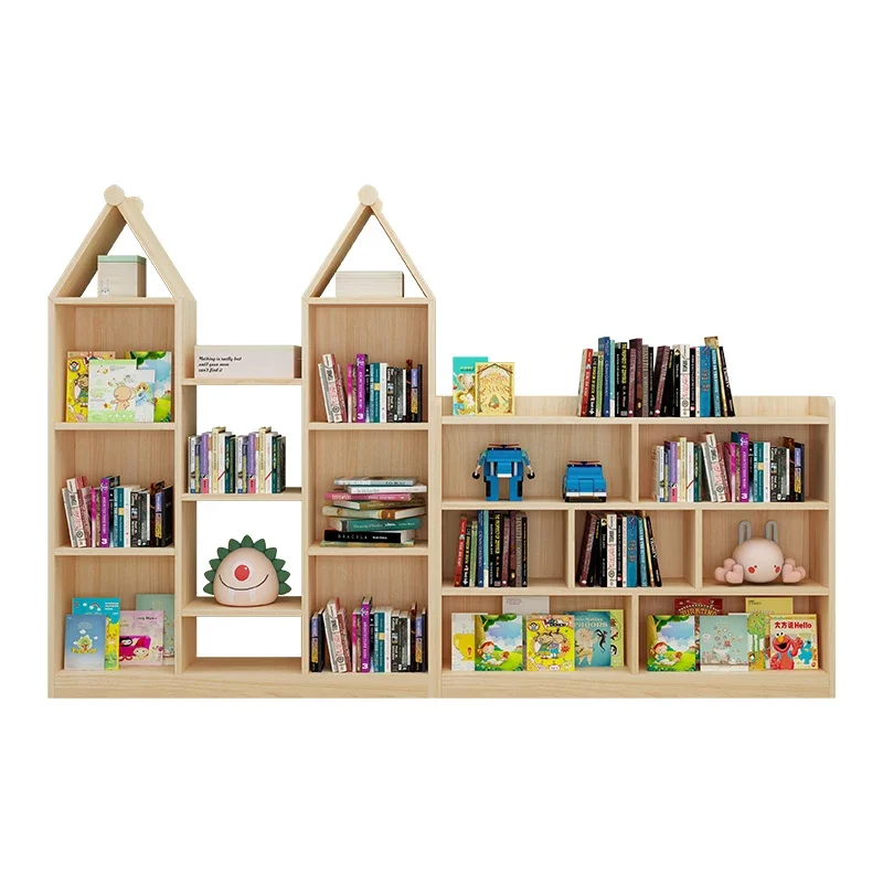 Bookshelf Children's picture book rack Kindergarten baby floor shelf Solid wood bookcase Toy storage rack