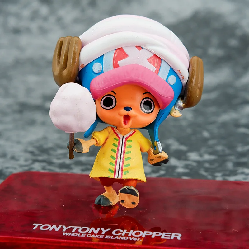 7cm Anime ONE PIECE Kawaii Cotton Candy Cake Island Tony Tony Chopper Action Figure Collection Model PVC Ornaments Toy For Gifts