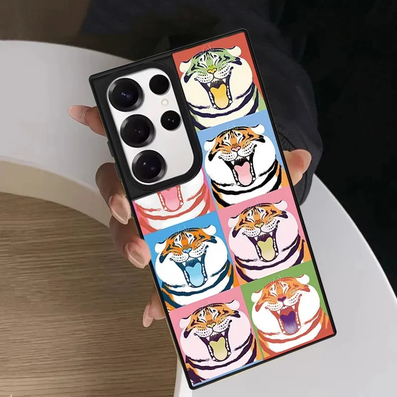 

Happy Tiger Face Mirror Surface Magnetic Phone Cover for Samsung Galaxy S23 S24 S25 S26 Ultra S26+ Plus Case