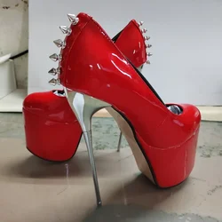 New Arrival Rivets Steel Pipe Dance Pumps Wedding Stiletto 22cm Super Metal Thin Heels Heels Waterproof Platform Women Shoes