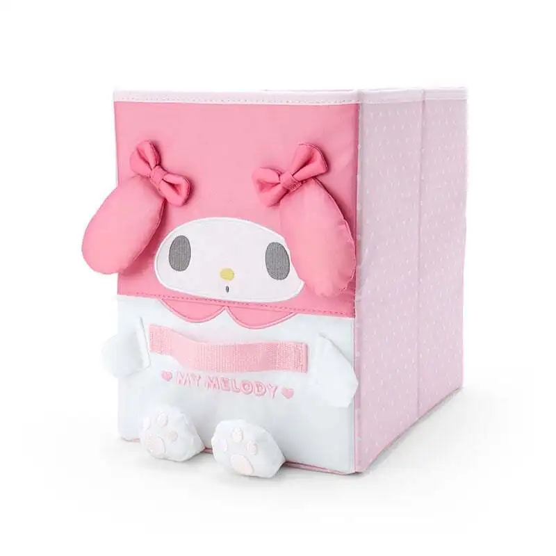 New Hello Kitty Cat Melody Cinnamon Dog Kuromi Storage Box Anime Kawaii Girls Fabric Organizing Box Small Organizer Case Holder