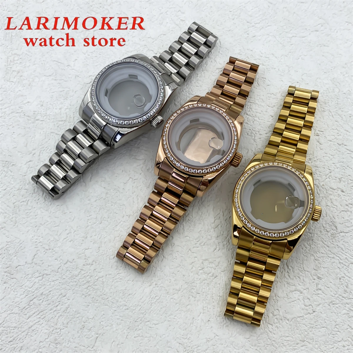 BLIGER 31mm modified Women's Diamond Gold/Rose gold case Stainless steel strap with NH05 NH06 movement