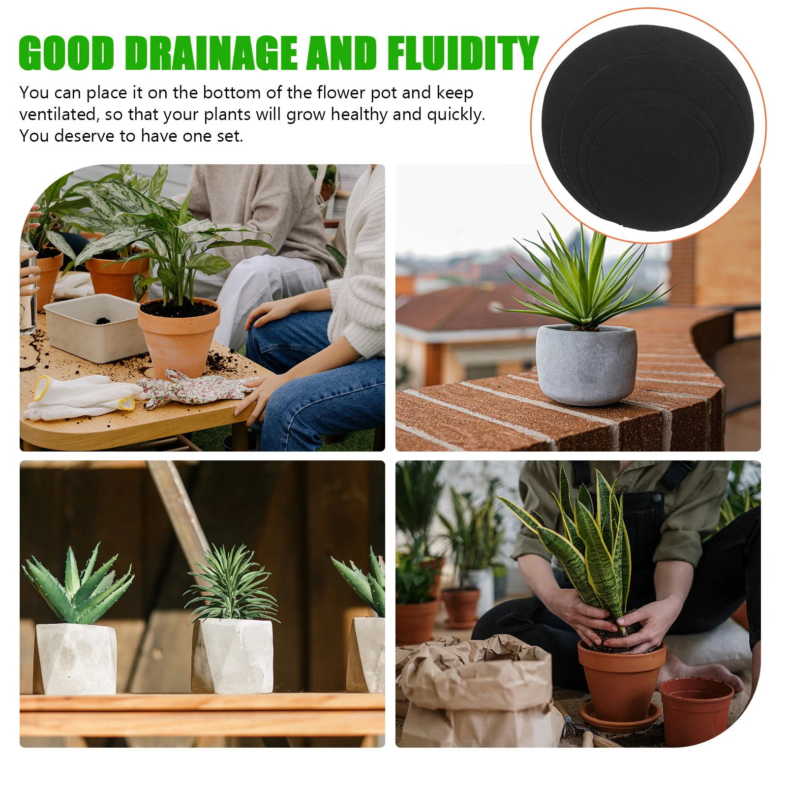 40pcs Flower Pot Bottom Pad Non-Woven Fabric Round Drainage Gasket For Plant Saucer Bonsai Mat Planter Base Cushion Garden