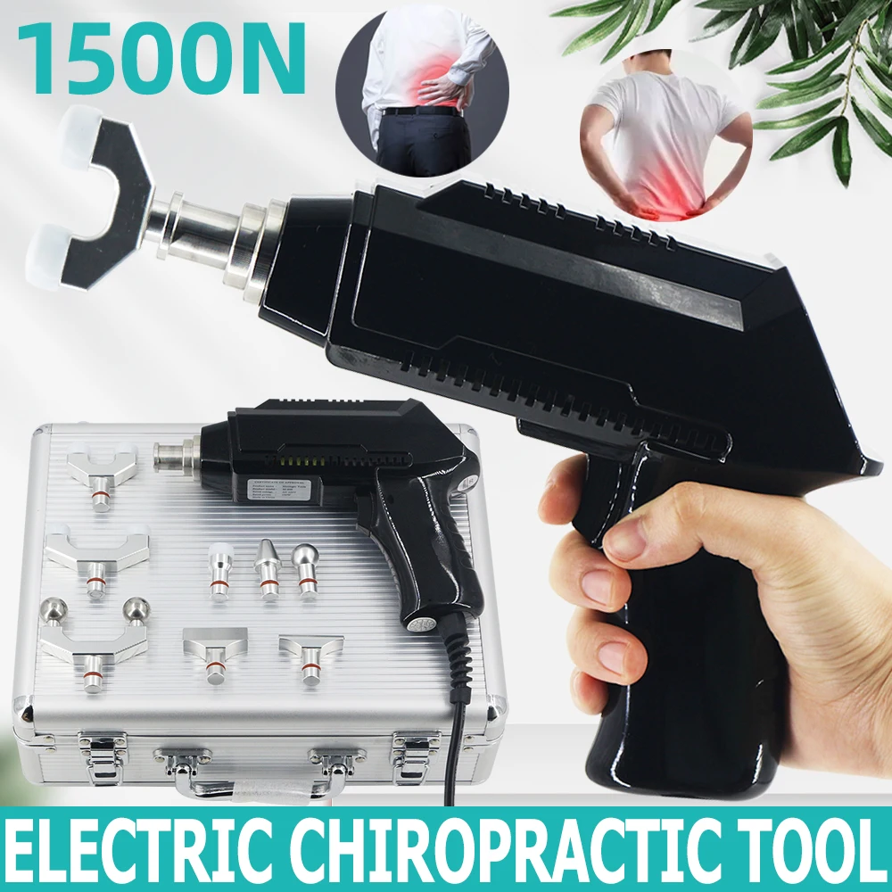 

1500N Chiropractic Adjustment Tool 8 Heads Replaceable Physiotherapy Electric Adjustable Gun Spine Portable Massage Instrument