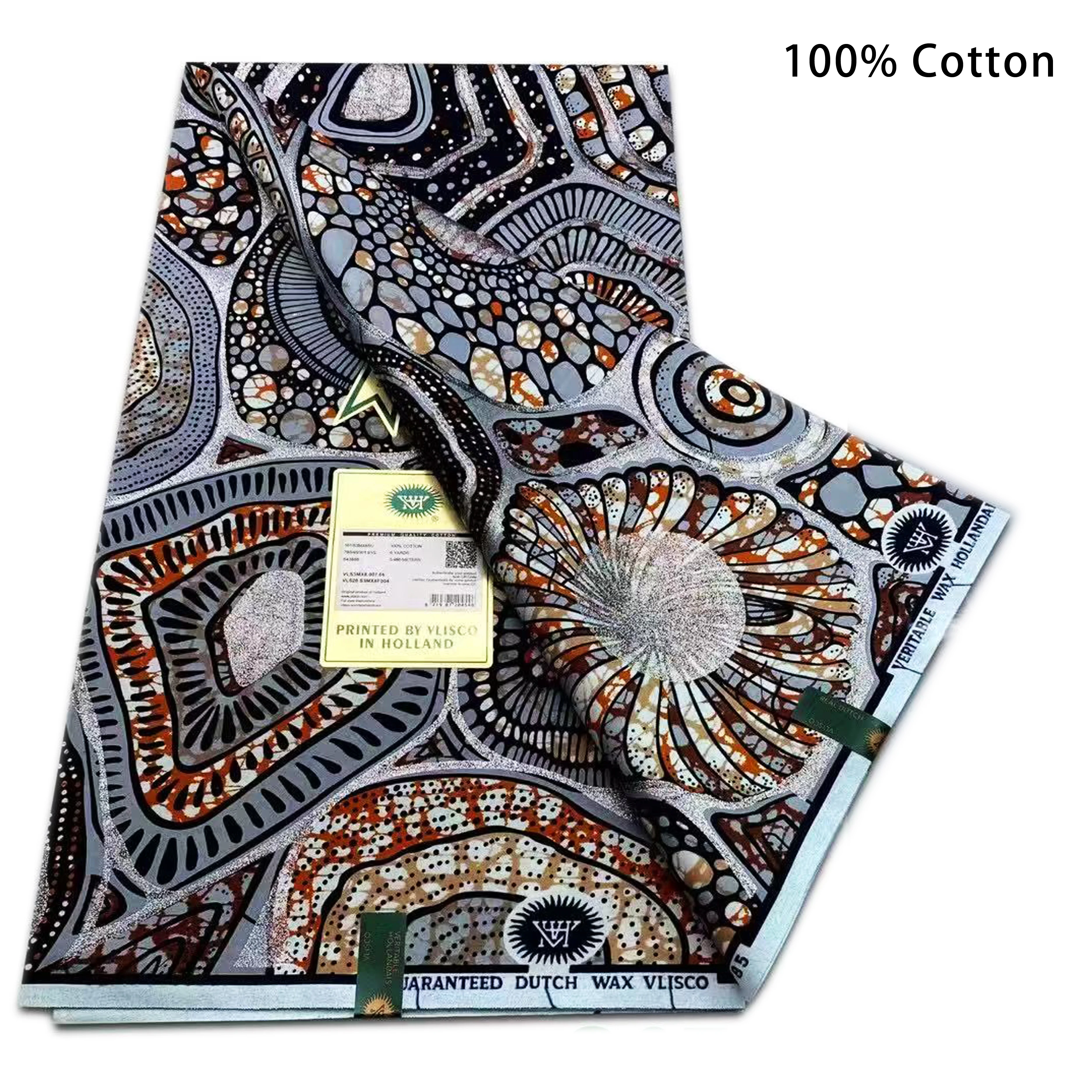 2025Soft Golden Glitter Cotton Ankara Wax Fabric 6 Yards Super Quality African Batik Print Gold Flash Grand Wax Fabric