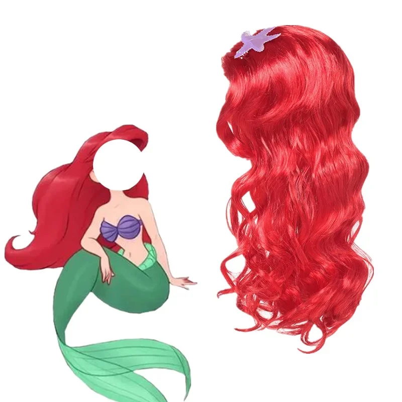 Girls Princess Cosplay Wigs Birthday Gift Wednesday Barbi Little Mermaid Hair Braid Wigs Kids Halloween Party Accessorie