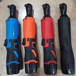 3/8'' 12V 90 Degree Powerful Electric Cordless Wrench Ratchet Right Angle Wrench Set Drill Screwdriver Wrench Household