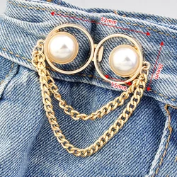 1set Reusable Metal Buttons Pearl Tassel Snap Fastener Pants Pin Retractable Sewing-on Buckles Jeans Perfect Fit Reduce Waist