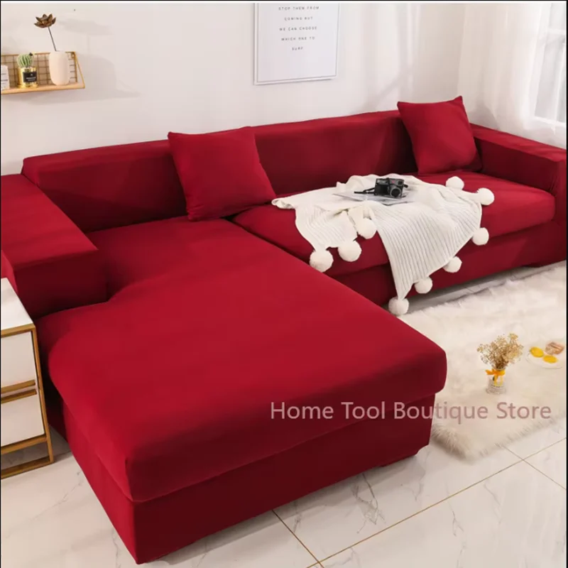 Stamp Soild Color Elastic Room Sofa Cover for Living Corner 2 4 Chaise Protection Sofa Longue Decorative Shape L 3 Cover Seater
