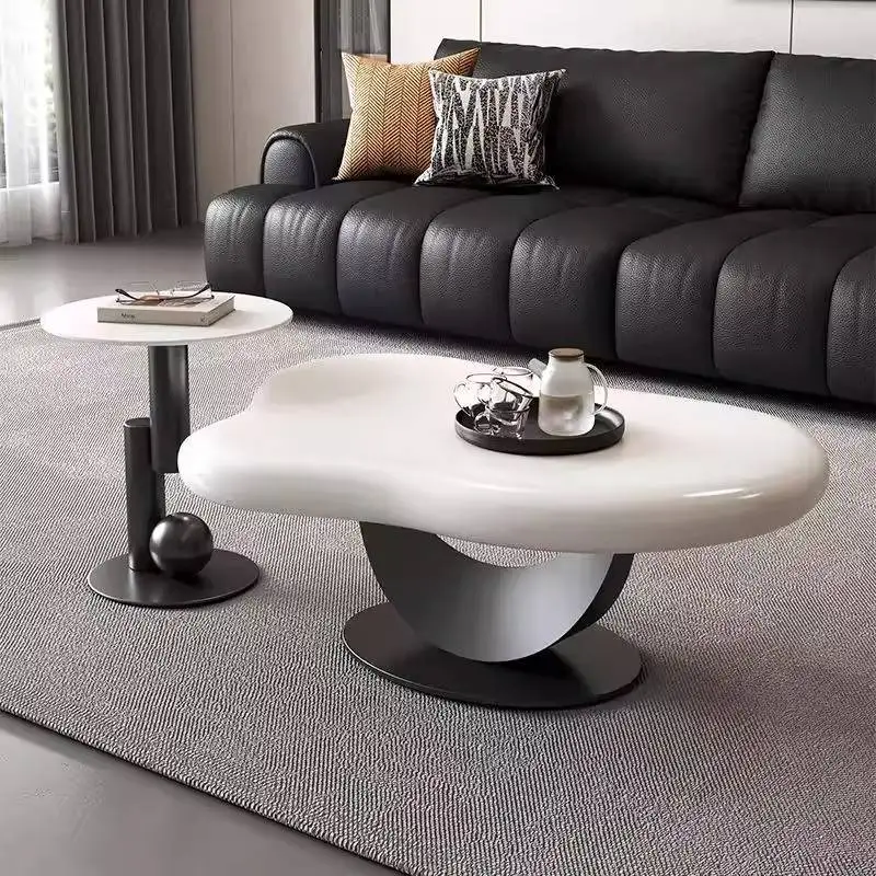 

European Style Coffee Tables Business High Quality Nordic Salon Coffee Tables Floor Stainless Steel Table Basse Luxe Furniture