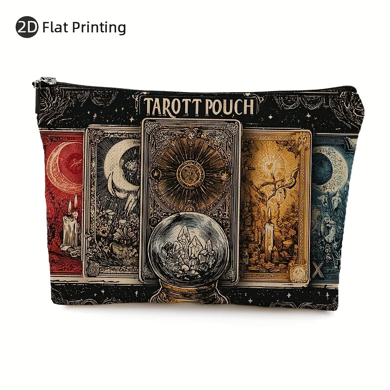 

AGothic Tarot Design Makeup Bag- Multifunctional Zipper Pouch, Jewelry Storage Bag, Perfect Travel Zipper Small Storage Bag.