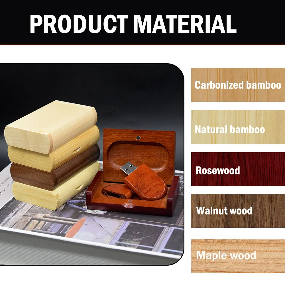Memoria colgante de nogal con logotipo personalizado de madera de bambú y arce creativa con llavero, unidad Flash Usb de 4GB, 8GB, 16G, 32GB, memoria USB 2,0, regalo