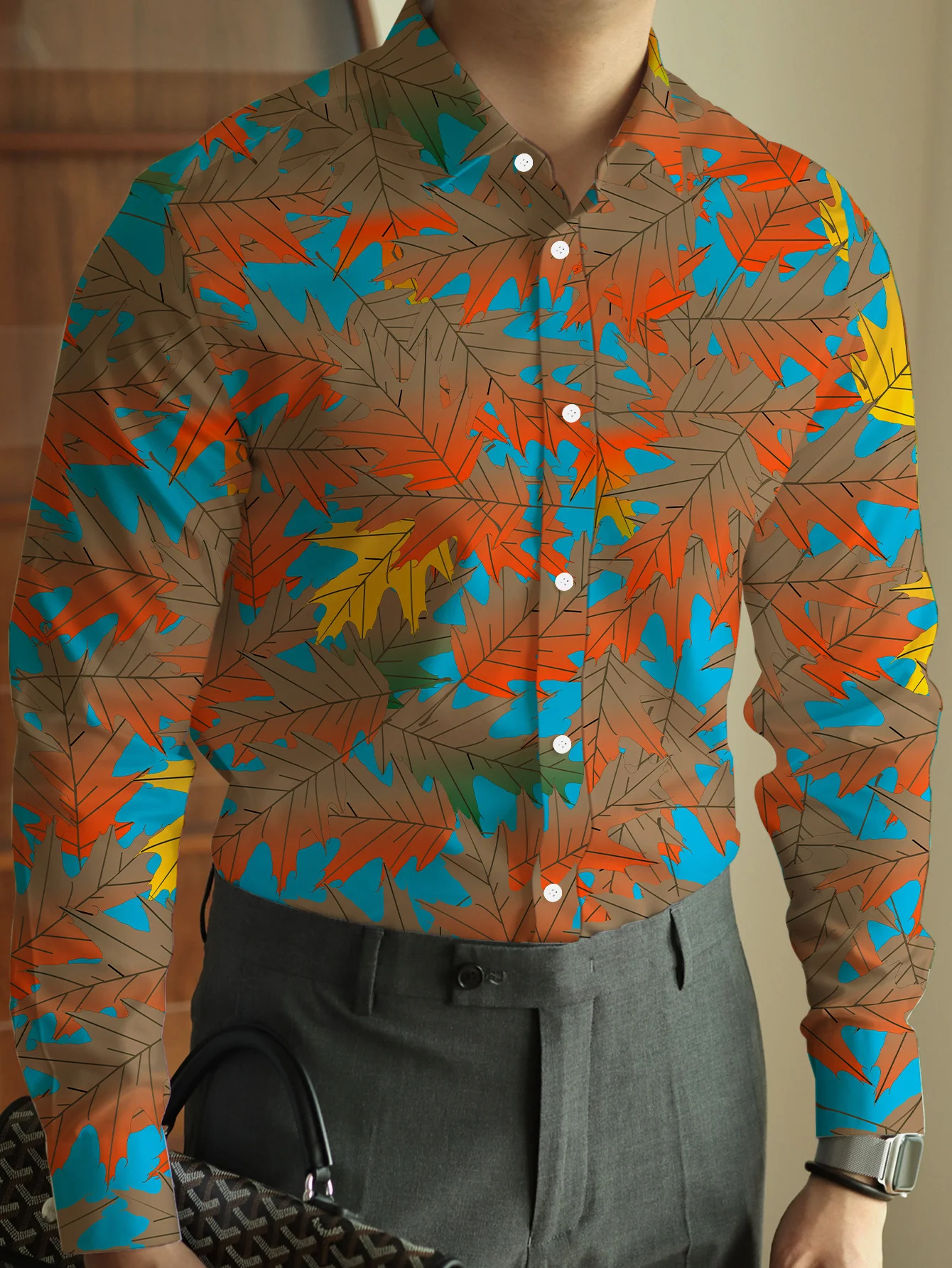 Men's spring and autumn casual long-sleeved shirts, handsome, fashionable and versatile new top